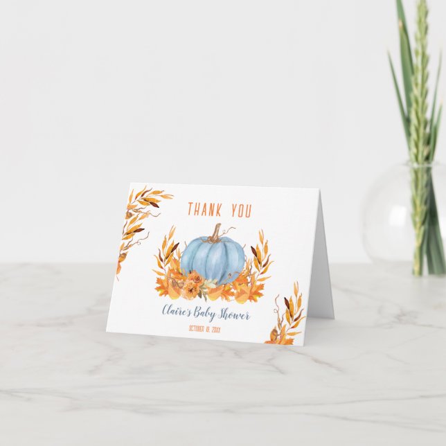 Carte de remerciements Baby shower bleu petit Citr (Devant)