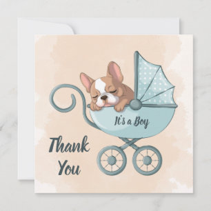 Carte De Remerciements Baby shower Bleu Poussette Bleu Bleu Bleu Bleu Ble