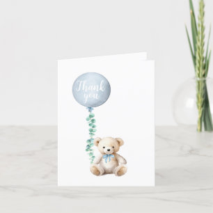 Carte de remerciements Baby shower bleu Teddy Bear
