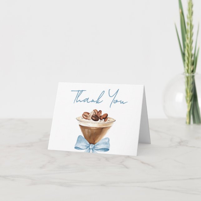 Carte De Remerciements Baby shower Blue Bow Espresso Martini (Devant)