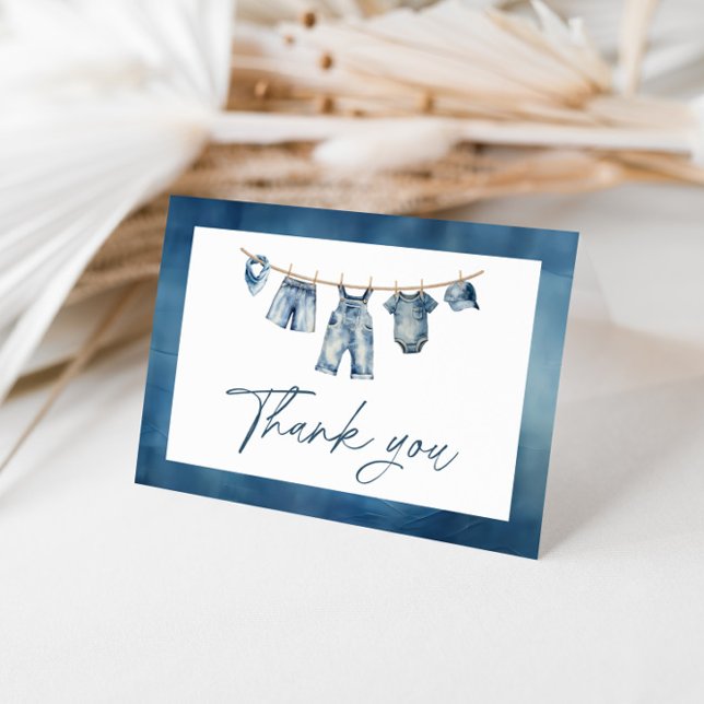 Carte De Remerciements Baby shower Blue Jean, Baby shower occidental (Créateur téléchargé)