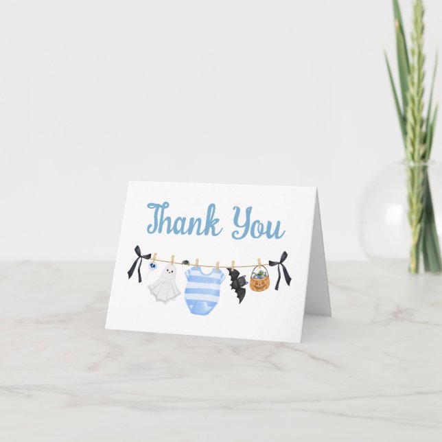 Carte De Remerciements Baby shower Blue Little Boo (Devant)