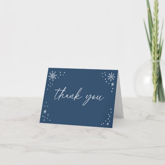 Carte De Remerciements Baby shower Blue Snowflake (Devant)