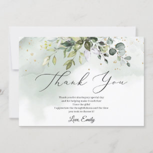 Carte De Remerciements Baby shower bohème feuillage eucalyptus