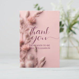 Carte De Remerciements Baby Shower Bohème Rose Fleurs Sauvages Séchées