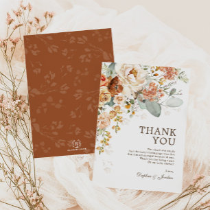 Carte De Remerciements Baby Shower Bohème Rustique Fleurs de Terracotta N