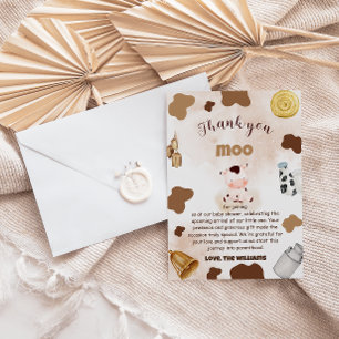Carte De Remerciements Baby Shower Bohème Rustique Vache