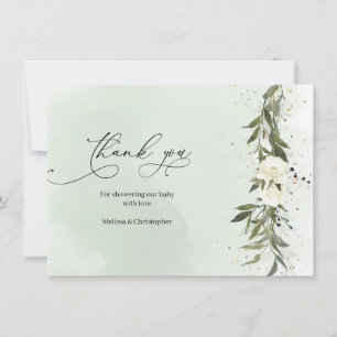 Carte De Remerciements Baby shower Boho de la couronne d'olive Roses blan