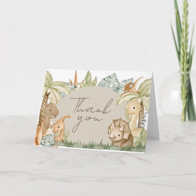 Carte De Remerciements Baby shower Boho Dinosaur (Devant)