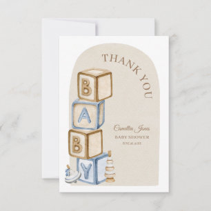 Carte De Remerciements Baby shower Boho Genre Neutre Blocs Et Jouets