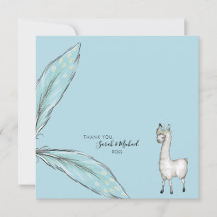 Carte De Remerciements baby shower Boho Llama Confetti Carré