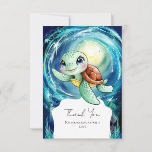 Carte De Remerciements Baby shower Boho Magic Ocean Turtle