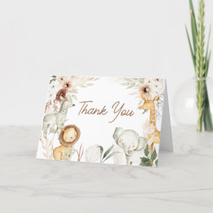 Carte De Remerciements Baby shower Boho Safari Animaux