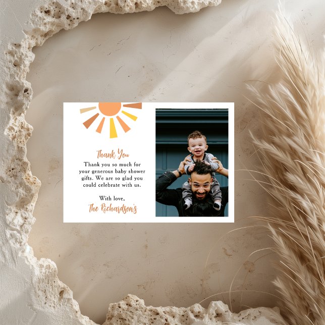 Carte De Remerciements Baby shower Boho Sunshine Photo (Créateur téléchargé)