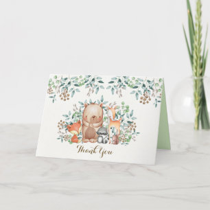 Carte De Remerciements Baby shower boisé mignon / 1er anniversaire