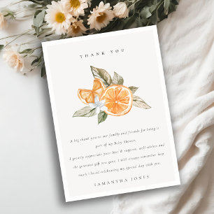 Carte De Remerciements Baby shower botanique minimal d'agrumes orange
