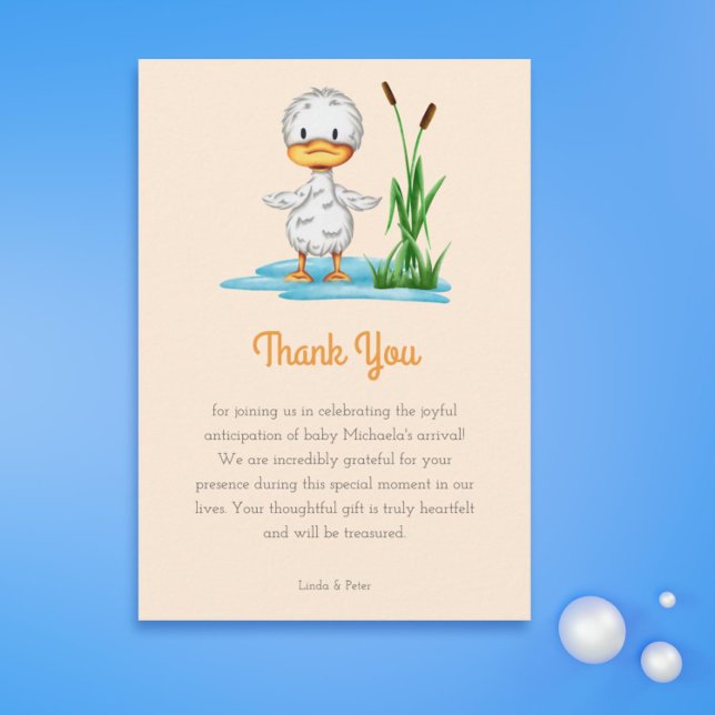 Carte De Remerciements Baby Shower Canard Simple Mixte (Simple Gender Neutral Duck Baby Shower Thank You Card )