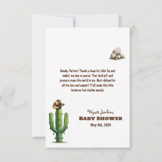 Carte De Remerciements Baby shower Casquette Cowboy