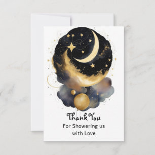 Carte De Remerciements Baby shower céleste magique Lune Étoiles Thème