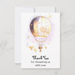 Carte De Remerciements Baby shower Celestial Dreamland Hot Air Balloon