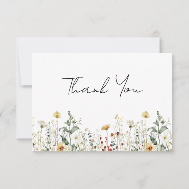 Carte De Remerciements Baby Shower Champ de Fleurs Sauvages d'Été (Devant)