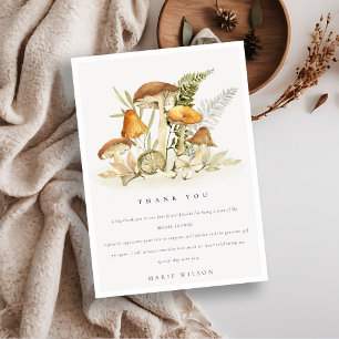 Carte De Remerciements Baby Shower Champêtre Fougère Champignon Orange Ro