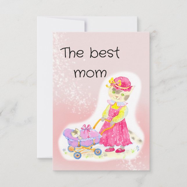Carte De Remerciements Baby shower, chat mignon et bébé (Devant)