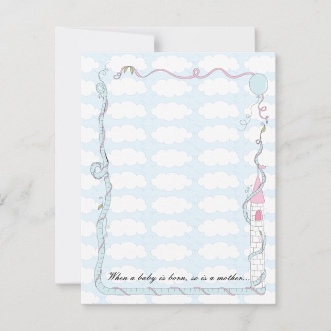 Carte de remerciements baby shower, Château rose/b (Devant)