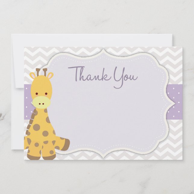 Carte de remerciements Baby shower Chevron Giraffe (Devant)