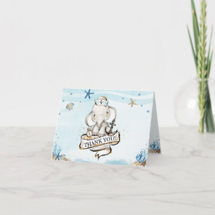 Carte De Remerciements Baby shower chic éléphant bleu marine