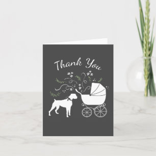 Carte De Remerciements Baby shower Chien Boxer Chien Chien Chien Gris Pup