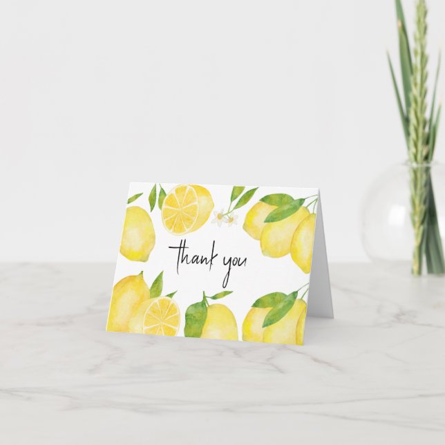 Carte de remerciements Baby shower citron (Devant)