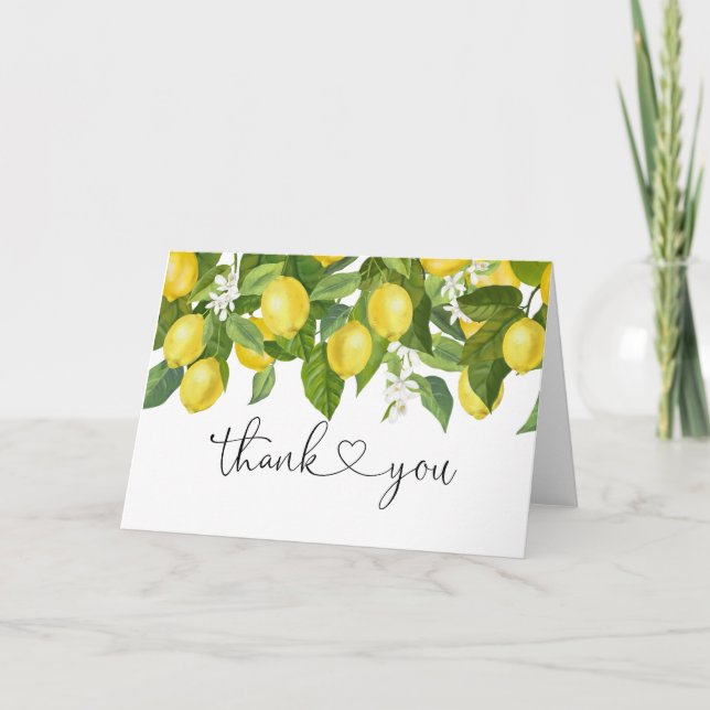 Carte de remerciements Baby shower citron (Devant)
