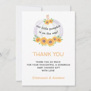 Carte de remerciements Baby shower citrouille