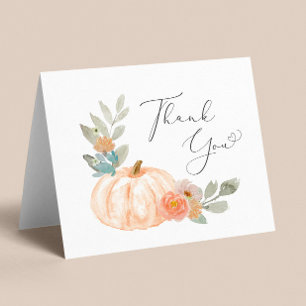 Carte De Remerciements Baby shower citrouille aquarelle