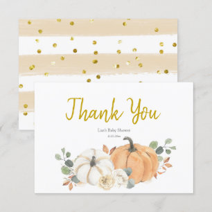 Carte de remerciements Baby shower Citrouille blan