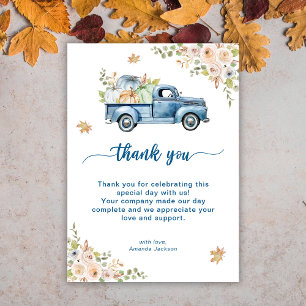 Carte De Remerciements Baby shower Citrouille Blue Truck
