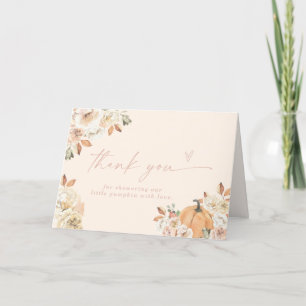 Carte de remerciements Baby shower citrouille, Boh