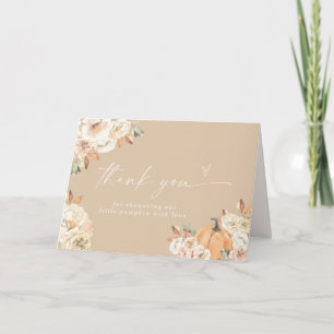 Carte de remerciements Baby shower citrouille, Boh