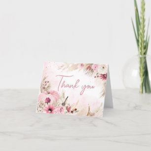 Carte De Remerciements Baby shower Citrouille de Boho Rose