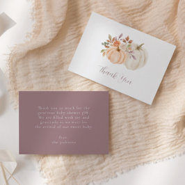 Carte De Remerciements Baby shower Citrouille de fleurs d'automne