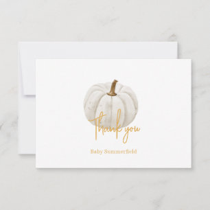 Carte De Remerciements Baby shower Citrouille floral Aquarelle Botanique