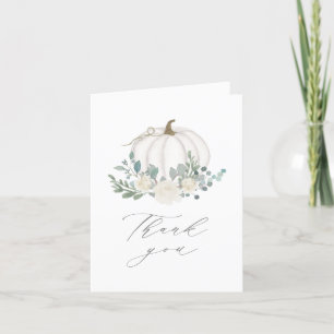 Carte De Remerciements Baby shower Citrouille Floral Greenery
