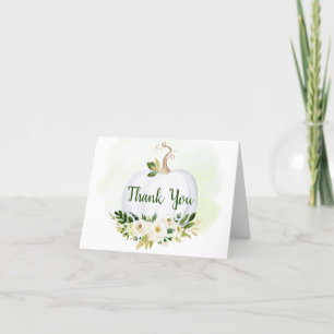 Carte De Remerciements Baby shower Citrouille Gold Little