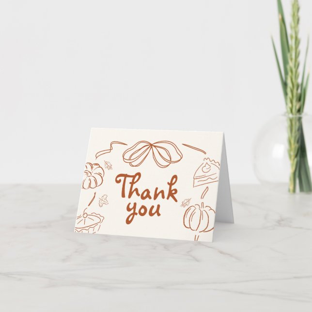 Carte De Remerciements Baby shower Citrouille Little Cutie Pie (Devant)