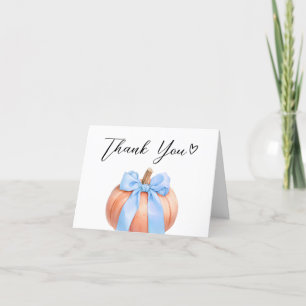 Carte De Remerciements Baby shower Citrouille minimaliste bleu