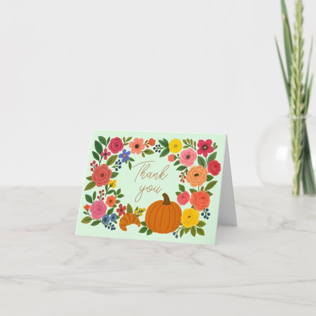 Carte De Remerciements Baby shower Citrouille Mint Little (Devant)
