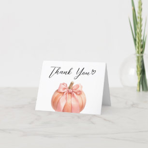 Carte De Remerciements Baby shower Citrouille rose minimaliste