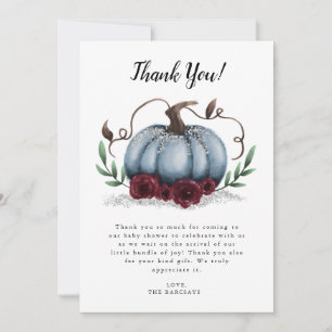 Carte De Remerciements Baby shower Citrouille Russe Blue
