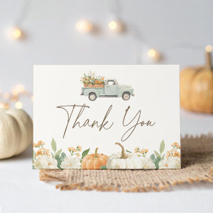 Carte De Remerciements Baby shower Citrouille Rustic Automne